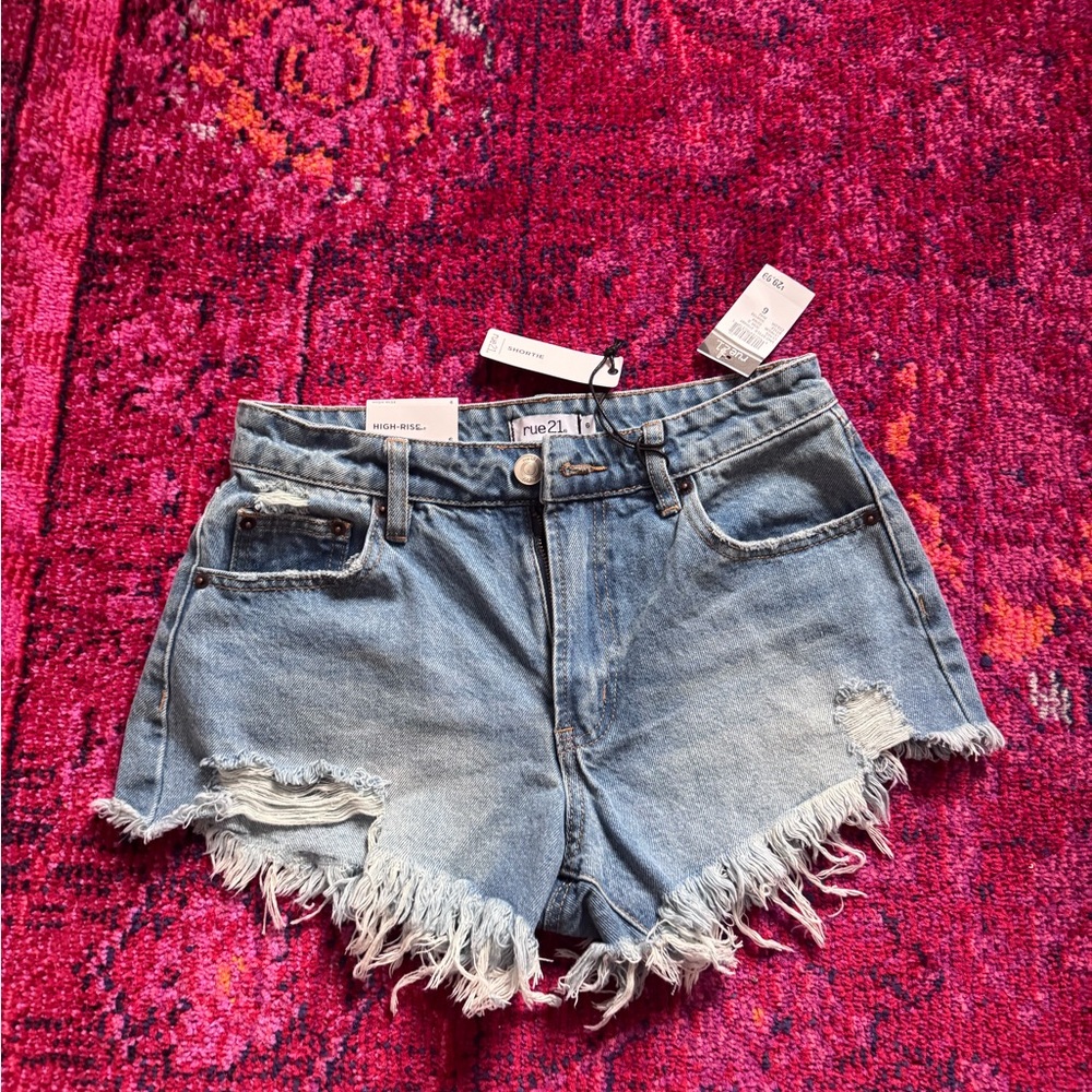 Blue Distressed Jean Shorts